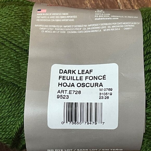 Red Heart Soft Worsted Weight 100% Acrylic Yarn in Dark Leaf E728-9523 - Picture 5 of 5